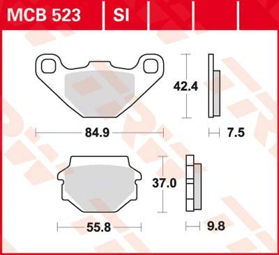MCB523SI Тормозные колодки передние и задние усиленные BM Jumbo 700, MBX  (FA067, PL012, 45815-MAX-00, 45815-RAM-01)