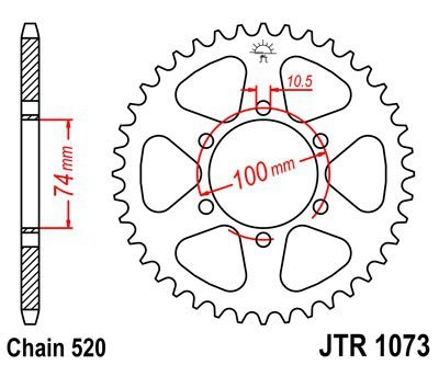 JTR1073 Звезда ведомая для мотоцикла Huosung GV250 Aquila (64511HJ8205) (2) 