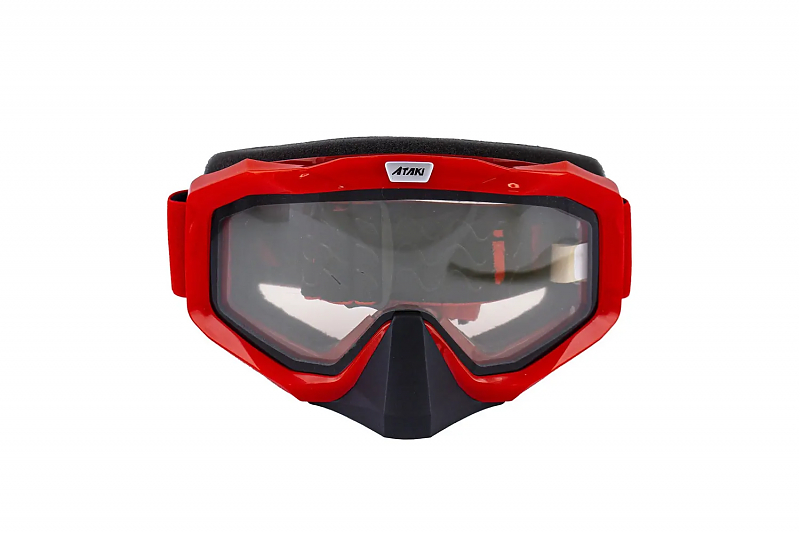 Очки мотокросс/снегоход (двойное стекло) ATAKI HB-811 цвет красный глянцевый - alexmotorsspb.ru