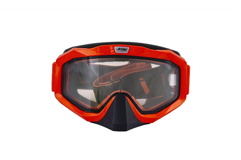 Очки мотокросс/снегоход (двойное стекло) ATAKI HB-811 цвет оранжевый глянцевый - alexmotorsspb.ru
