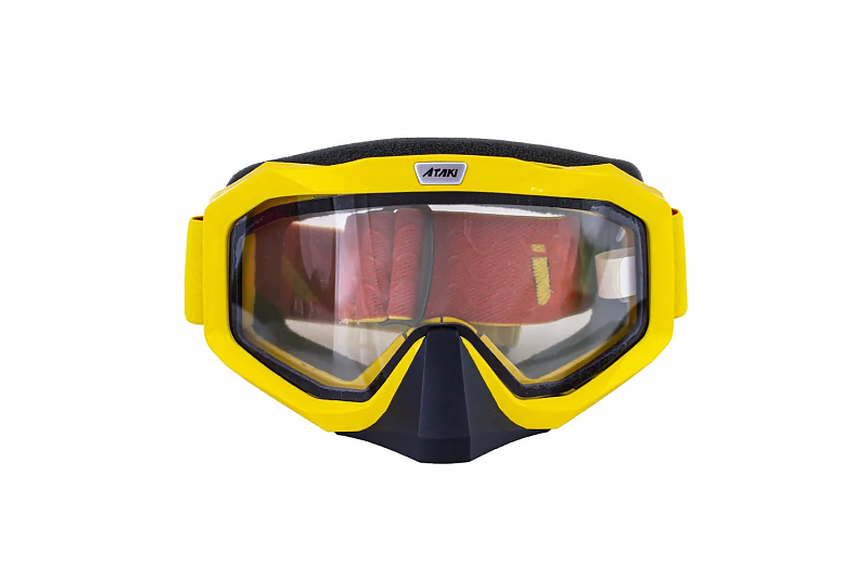 Очки мотокросс/снегоход (двойное стекло) ATAKI HB-811 цвет желтый глянцевый - alexmotorsspb.ru
