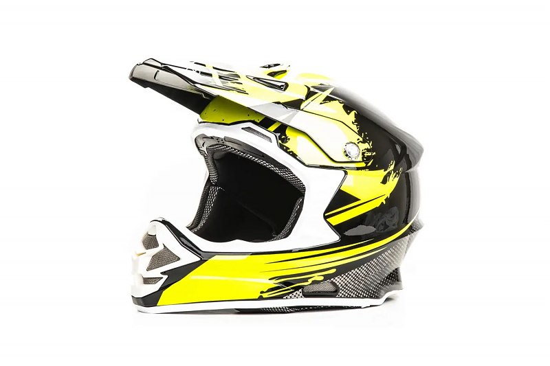 Шлем мото кроссовый HIZER B6195 #2 (L) black/yellow - alexmotorsspb.ru