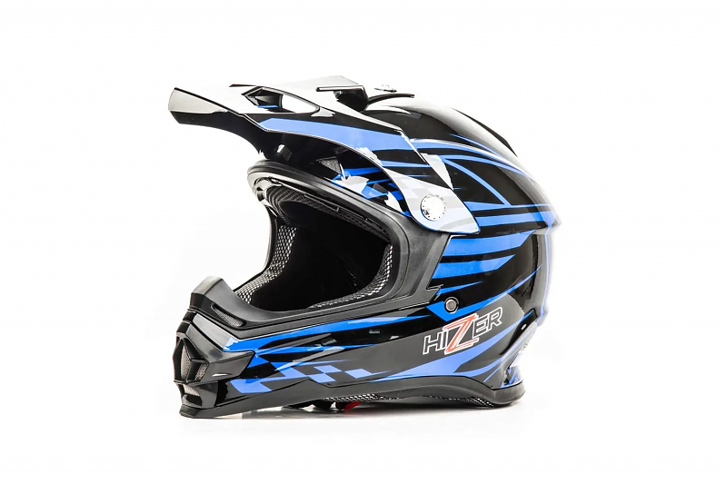 Шлем мото кроссовый HIZER B6196 #2 (M) black/blue - alexmotorsspb.ru