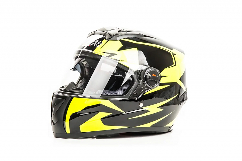 Шлем мото интеграл HIZER B561 #1 (L)  black/yellow - alexmotorsspb.ru