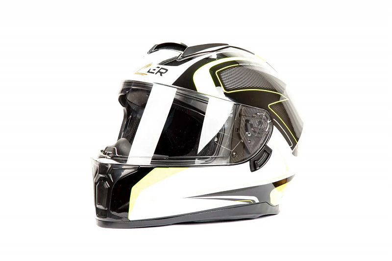 Шлем мото интеграл HIZER B566 #1 (L)  black/white/yellow (2 визора) - alexmotorsspb.ru