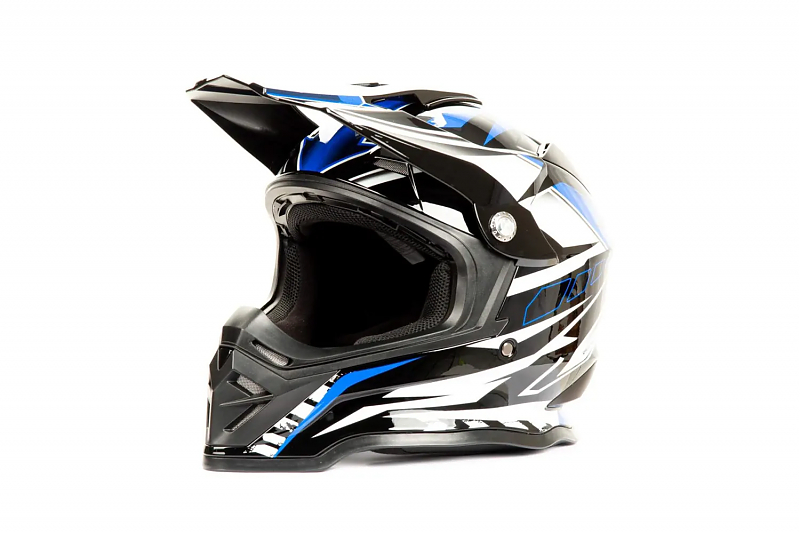 Шлем мото кроссовый HIZER B6197 #4 (L) black/blue/white - alexmotorsspb.ru