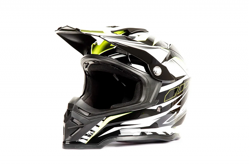 Шлем мото кроссовый HIZER B6197 #5 (L)  black/yellow/white - alexmotorsspb.ru