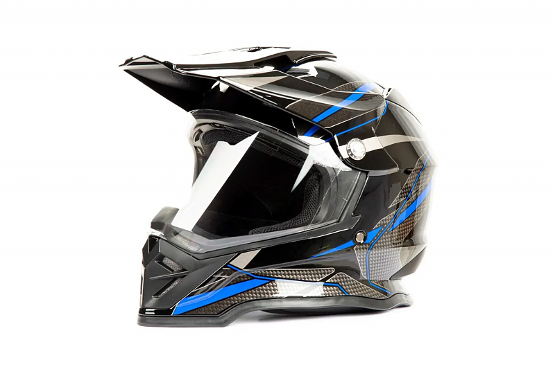 Шлем мото мотард HIZER B6197-1 #6 (L) black/blue - alexmotorsspb.ru