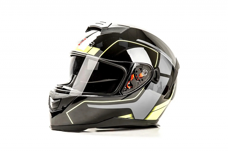 Шлем мото интеграл HIZER J5318 #1 (M)  black/yellow (2 визора) - alexmotorsspb.ru