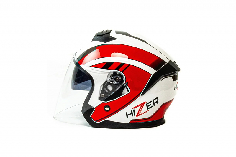 Шлем мото открытый HIZER J222 #1 (S) white/red (2 визора) - alexmotorsspb.ru
