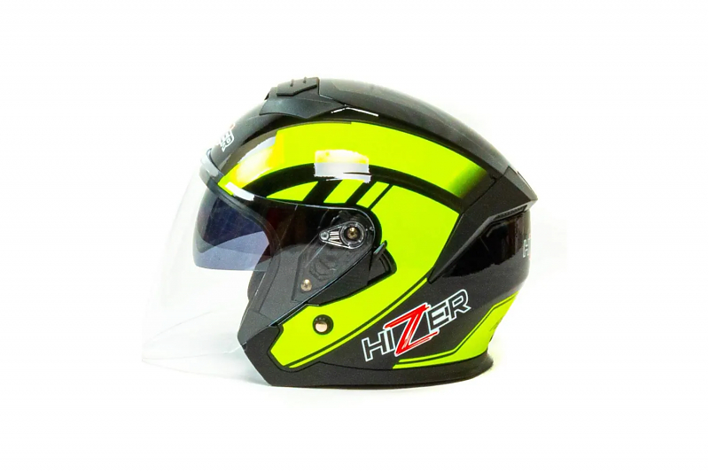 Шлем мото открытый HIZER J222 #2 (S) black/yellow (2 визора) - alexmotorsspb.ru
