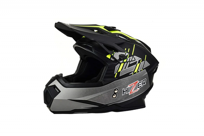 Шлем мото кроссовый HIZER J6801 #1 (S) gray/lemon - alexmotorsspb.ru