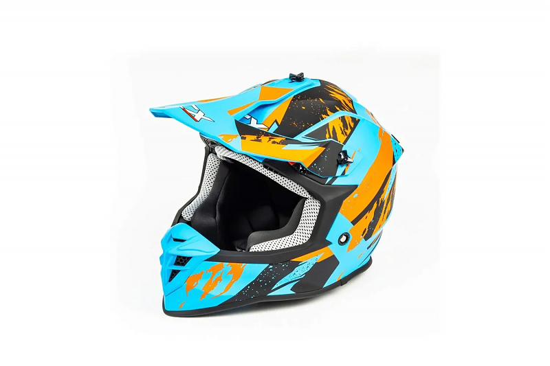 Шлем мото кроссовый GTX 633 #2 (S) BLUE/ORANGE BLACK - alexmotorsspb.ru