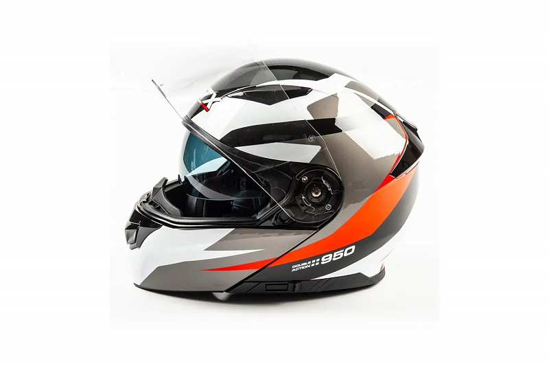 Шлем мото модуляр GTX 550 #1 (S) BLACK/WHITE RED GREY (2 визора) - alexmotorsspb.ru