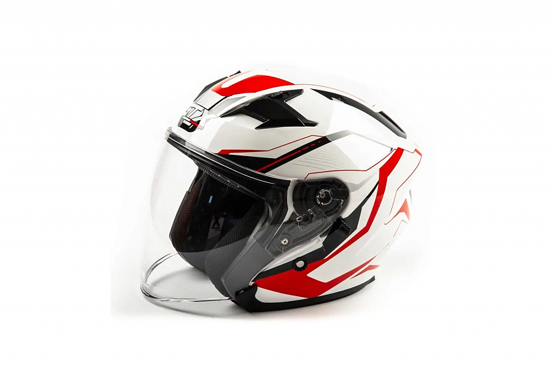 Шлем мото открытый GTX 278 #3 (S) WHITE/RED BLACK (2 визора) - alexmotorsspb.ru