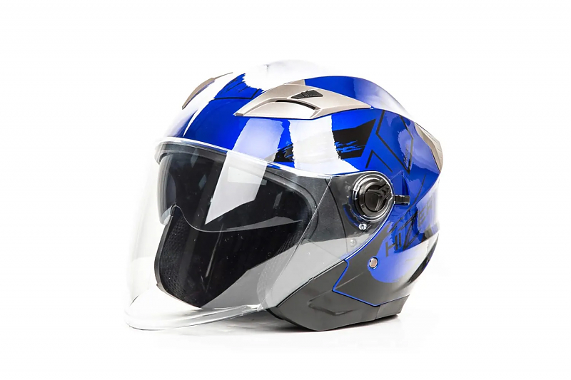 Шлем мото открытый HIZER B208 #3 (XL) blue/black (2 визора) - alexmotorsspb.ru