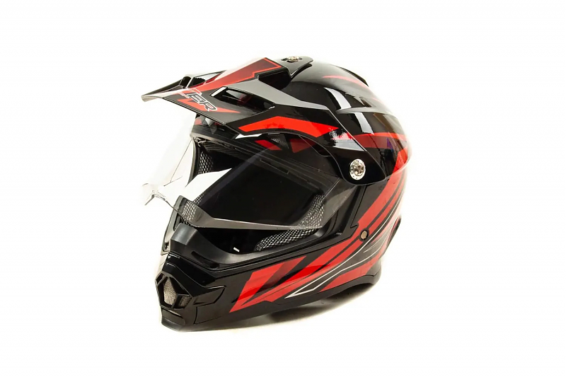 Шлем мото мотард HIZER B6196-1 #4 (L) black/red - alexmotorsspb.ru