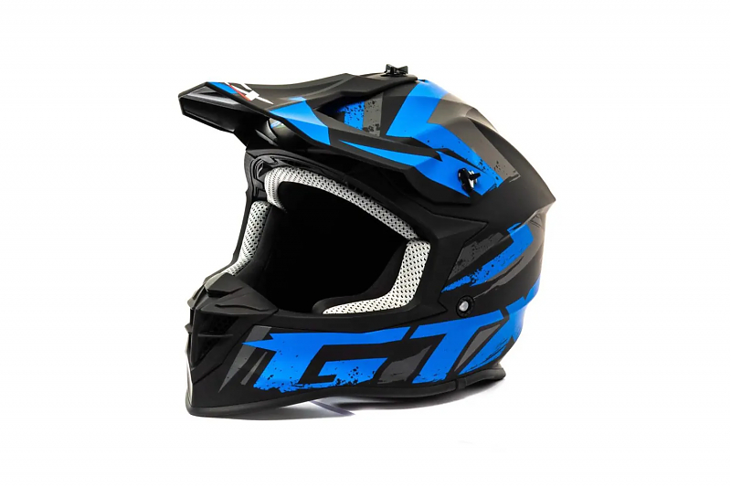 Шлем мото кроссовый GTX 633 #9 (L) BLACK/BLUE GREY - alexmotorsspb.ru