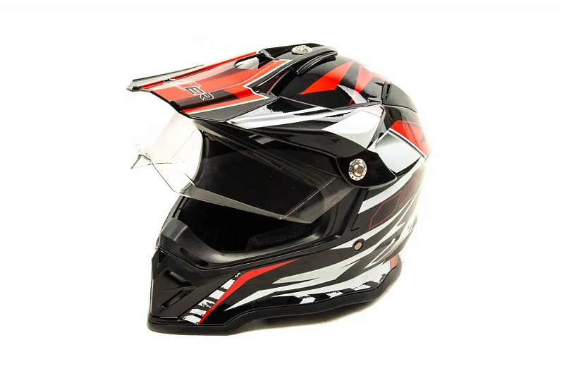 Шлем мото мотард HIZER B6197-1 #2 (L)  black/red/white - alexmotorsspb.ru