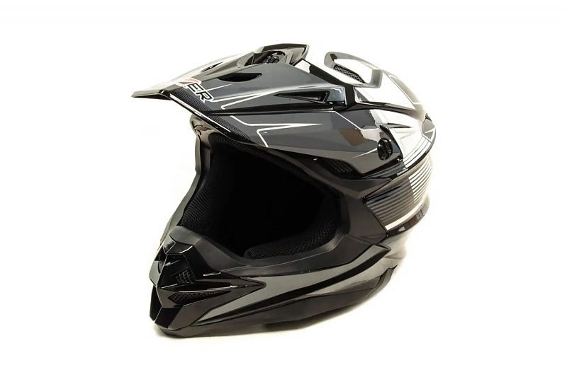 Шлем мото кроссовый HIZER J6803 #2 (L) BLACK/GREY - alexmotorsspb.ru