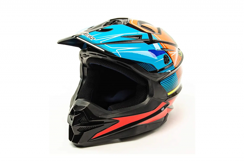 Шлем мото кроссовый HIZER J6803 #3 (L) BLACK/BLUE - alexmotorsspb.ru