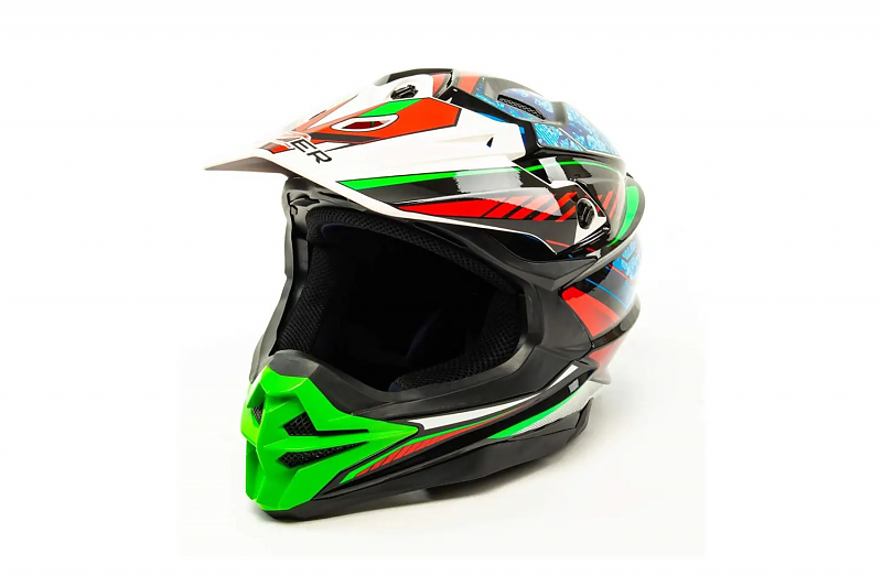 Шлем мото кроссовый HIZER J6803 #6 (S) BLACK/BLUE/GREEN - alexmotorsspb.ru
