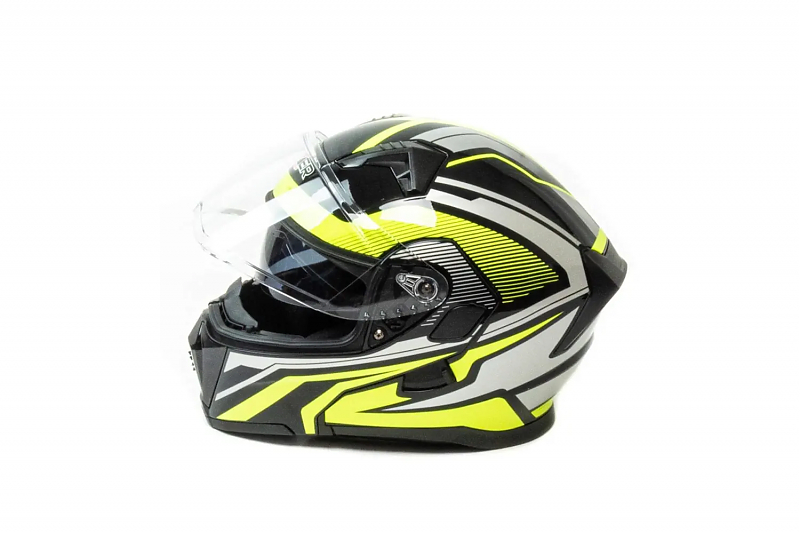 Шлем мото модуляр HIZER J5906 #1 (L)  black/neon yellow (2 визора) - alexmotorsspb.ru