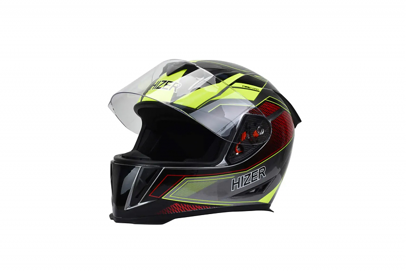 Шлем мото интеграл HIZER J5311 #4 (M)  gray/neon yellow - alexmotorsspb.ru