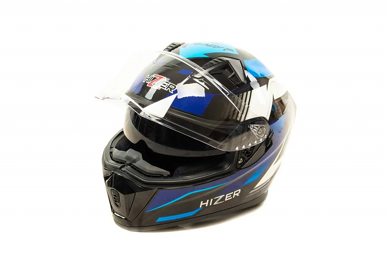 Шлем мото интеграл HIZER J5320 #1 (L)  black/blue (2 визора) - alexmotorsspb.ru