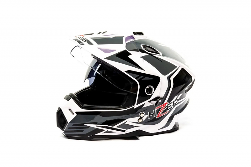 Шлем мото мотард HIZER J6802 #4 (L) white/gray (2 визора) - alexmotorsspb.ru