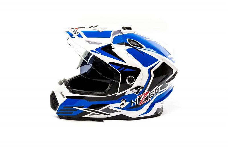 Шлем мото мотард HIZER J6802 #6 (L) white/blue (2 визора) - alexmotorsspb.ru