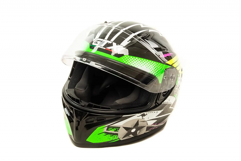 Шлем мото интеграл GTX 578S #1 (L) BLACK / FLUO GREEN YELLOW подростковый - alexmotorsspb.ru