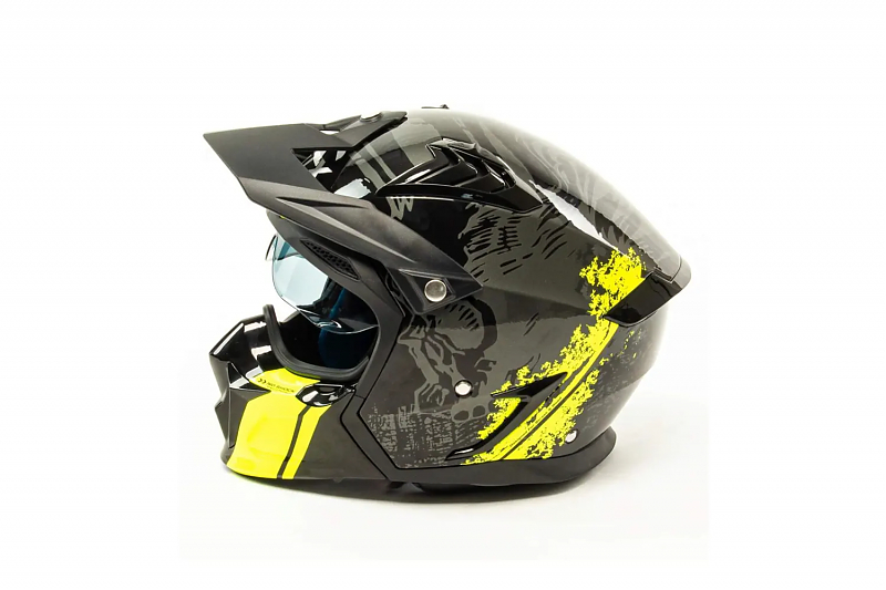 Шлем мото мотард GTX 690 #2 (S) BLACK/FLUO YELLOW GREY - alexmotorsspb.ru