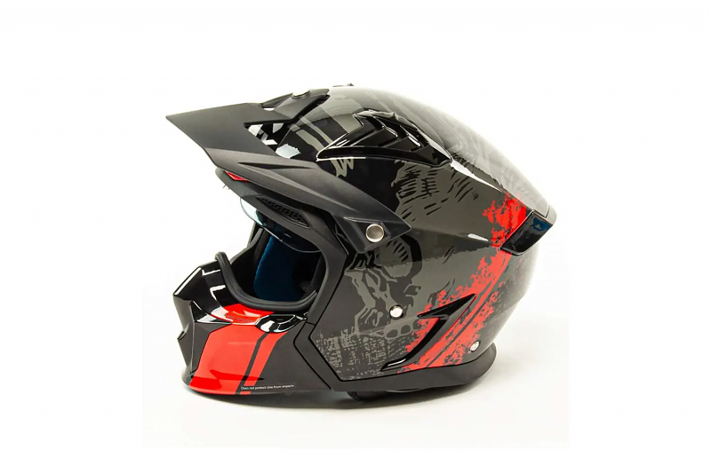 Шлем мото мотард GTX 690 #3 (S) BLACK/GREY RED - alexmotorsspb.ru