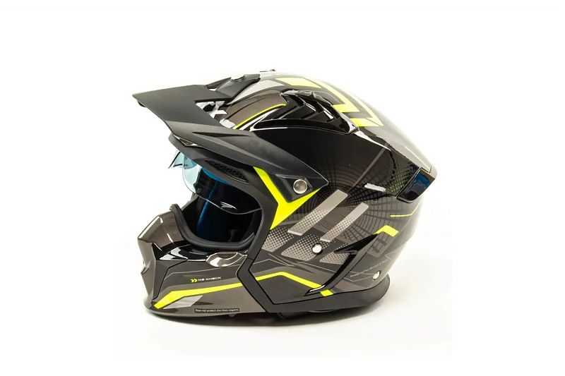 Шлем мото мотард GTX 690 #5 (S) GREY/FLUO YELLOW BLACK - alexmotorsspb.ru