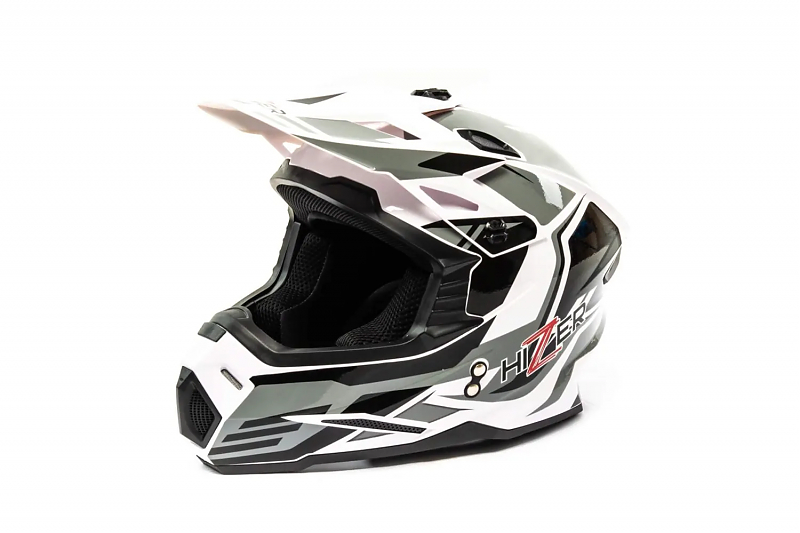 Шлем мото кроссовый HIZER J6801 #4 (S) white/gray - alexmotorsspb.ru
