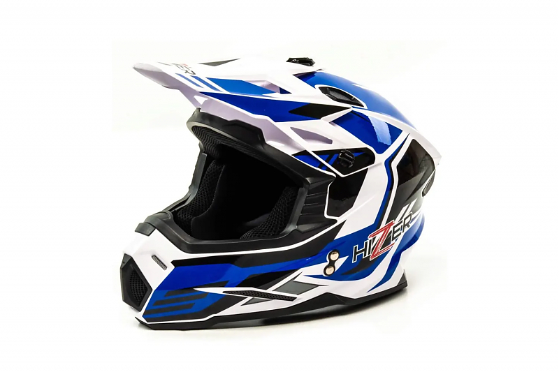 Шлем мото кроссовый HIZER J6801 #6 (L) white/blue - alexmotorsspb.ru