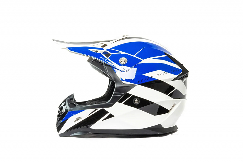 Шлем мото кроссовый HIZER 915 #8 (L) white/blue/black - alexmotorsspb.ru