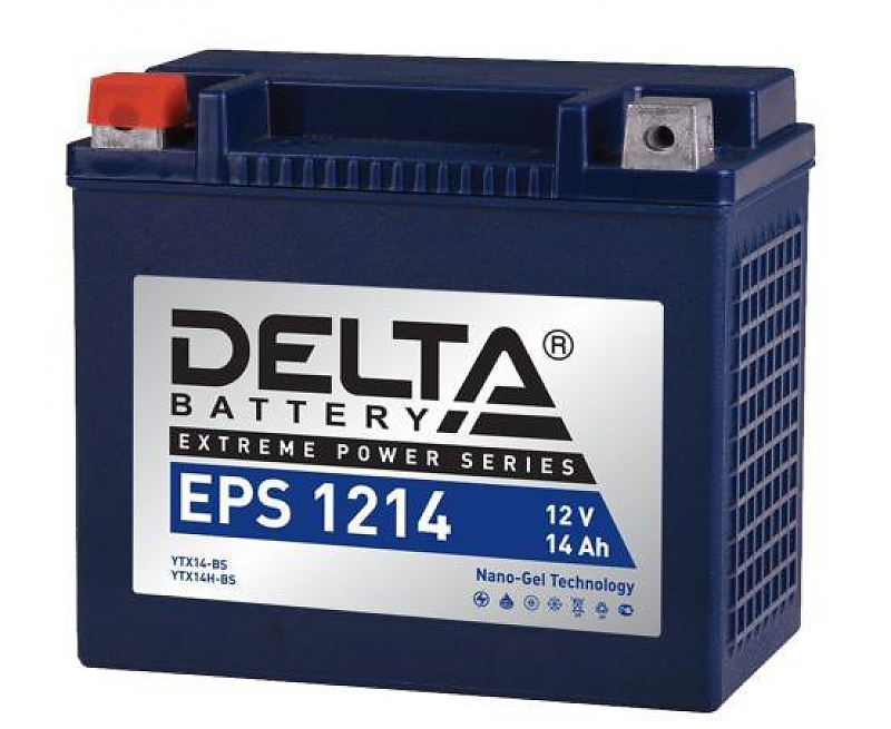 Delta EPS 1214 (YTX14-BS, YTX14H-BS) 12 В / 14 Ач / прямая / 149 х 87 x 144 - alexmotorsspb.ru