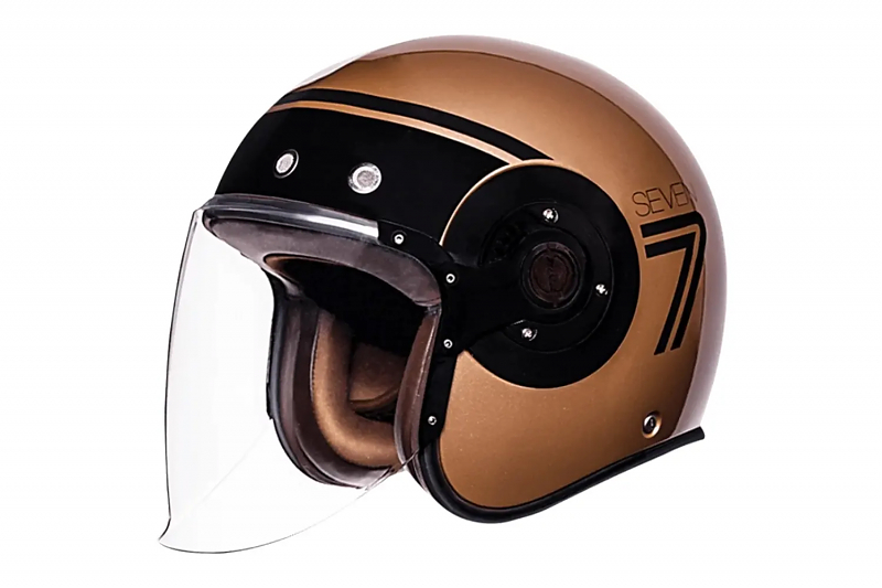Шлем SMK RETRO JET SEVEN, цвет бронзовый/чёрный M - alexmotorsspb.ru