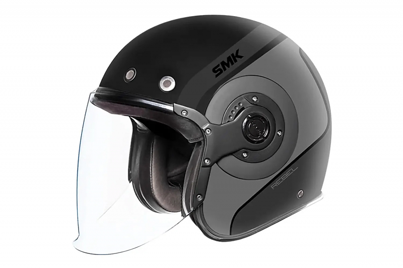 Шлем SMK RETRO JET REBEL, цвет чёрный/серый XS - alexmotorsspb.ru