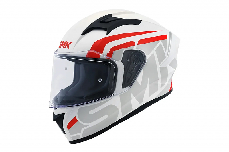 Шлем SMK STELLAR STAGE, цвет белый/серый/красный, матовый L - alexmotorsspb.ru