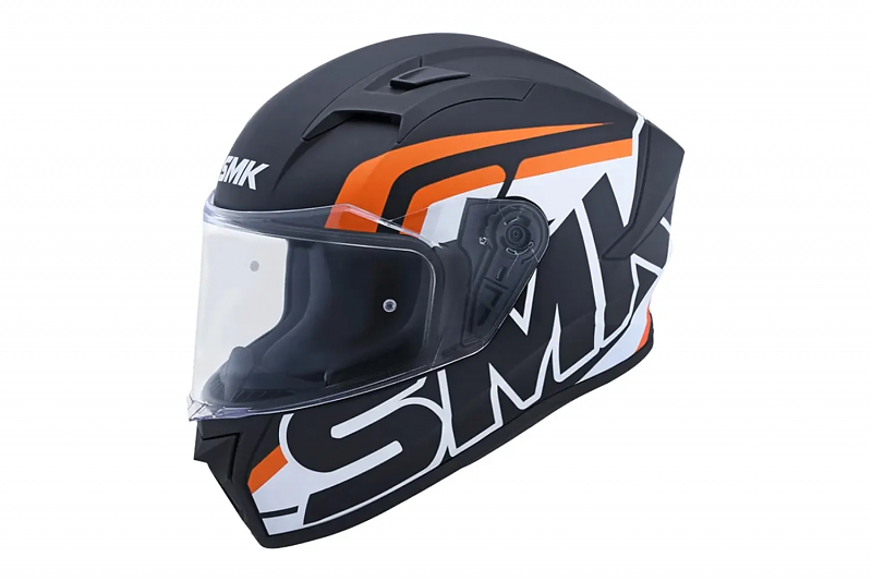 Шлем SMK STELLAR STAGE, цвет чёрный/белый/оранжевый, матовый M - alexmotorsspb.ru