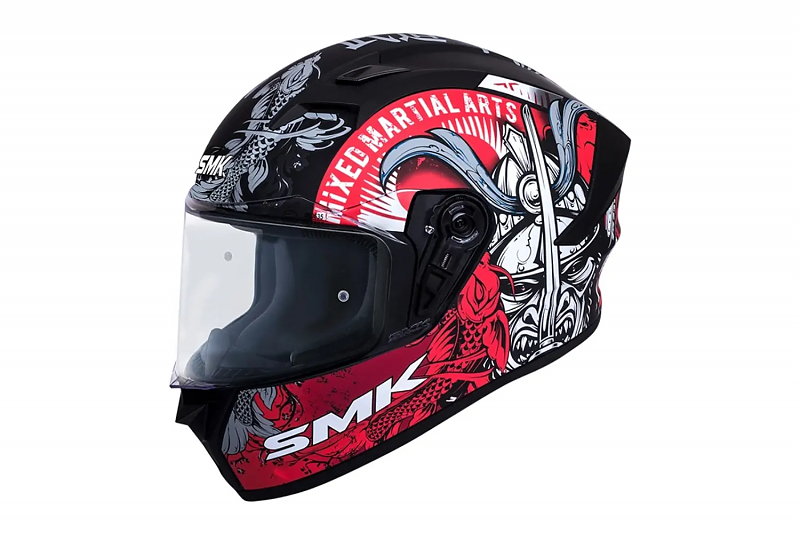 Шлем SMK STELLAR SAMURAI, цвет чёрный/красный/белый, матовый S - alexmotorsspb.ru