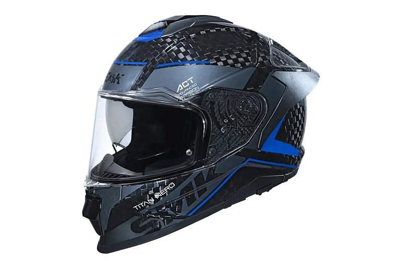 Шлем SMK TITAN CARBON NERO, карбон/серый/синий 2XL - alexmotorsspb.ru