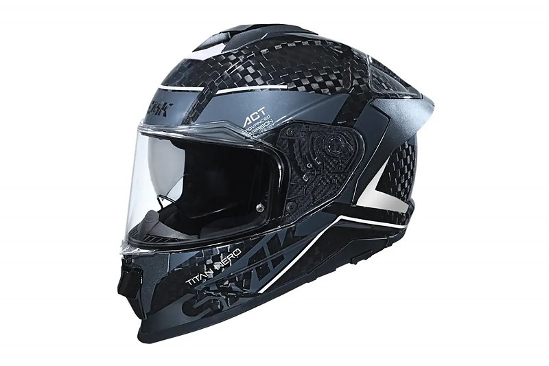 Шлем SMK TITAN CARBON NERO, карбон/серый/белый S - alexmotorsspb.ru
