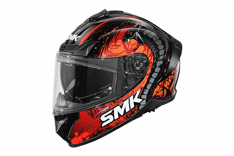 Шлем SMK TYPHOON REPTILE, цвет чёрный/красный L - alexmotorsspb.ru