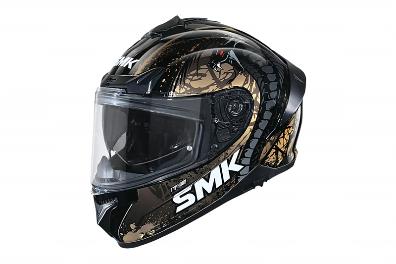 Шлем SMK TYPHOON REPTILE, цвет чёрный/бронзовый L - alexmotorsspb.ru