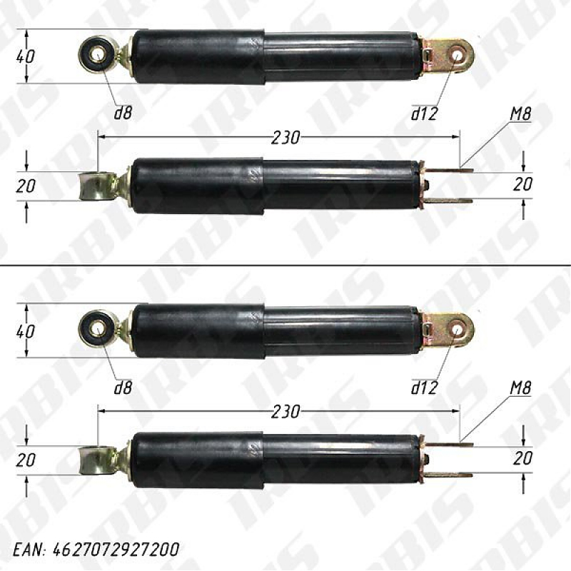 Амортизаторы передние (L-230mm,D-8mm,M8) (закр.)(компл.) TACT (маятниковая подвеска) - alexmotorsspb.ru