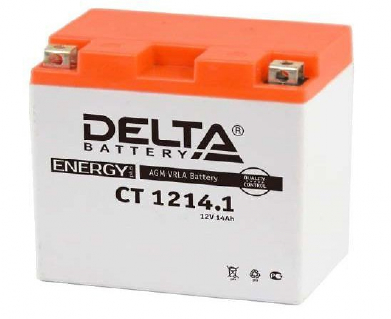 Delta CT 1214.1 (YB14-BS, YTX14AH, YTX14AH-BS) 12В/14А/Ч/прямая/132х89х164 мм - alexmotorsspb.ru